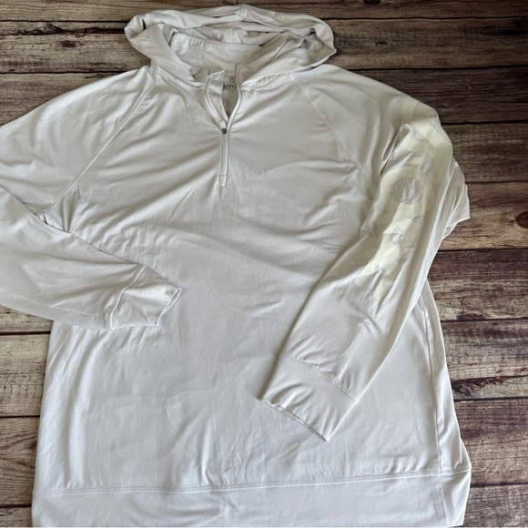 G/Fore G4 Snow White LUXE HOODED 1/4 ZIP Hoodie MID LAYER  LARGE 985 - Picture 1 of 4